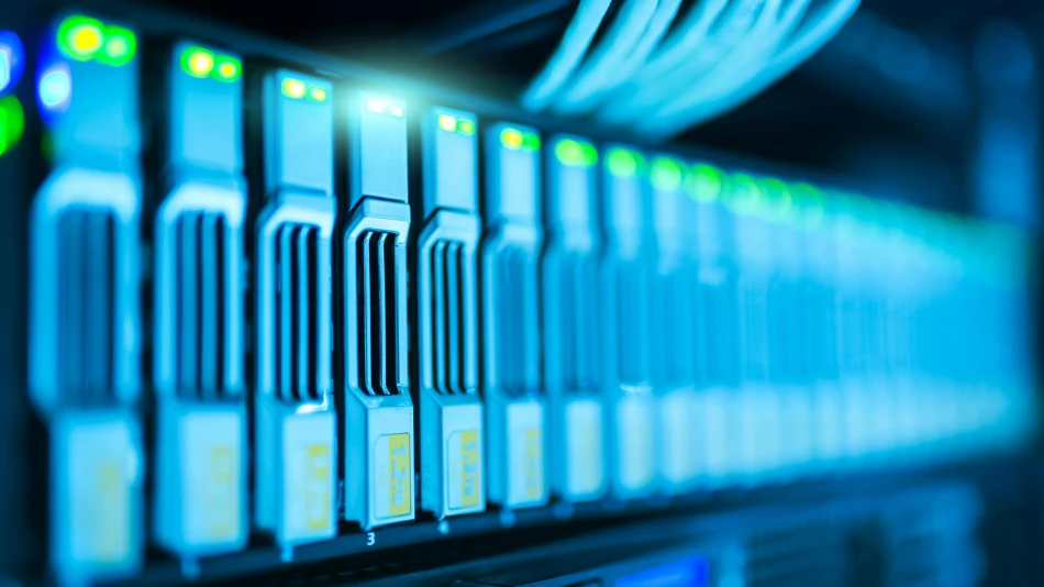 Serverrack på nära håll