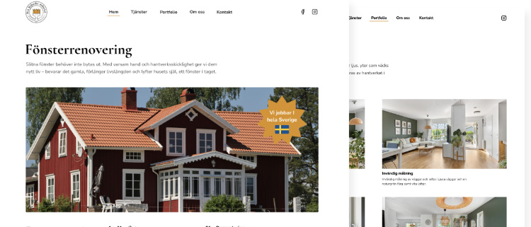Skärmdumpar av Det Rehnska Måleriets website