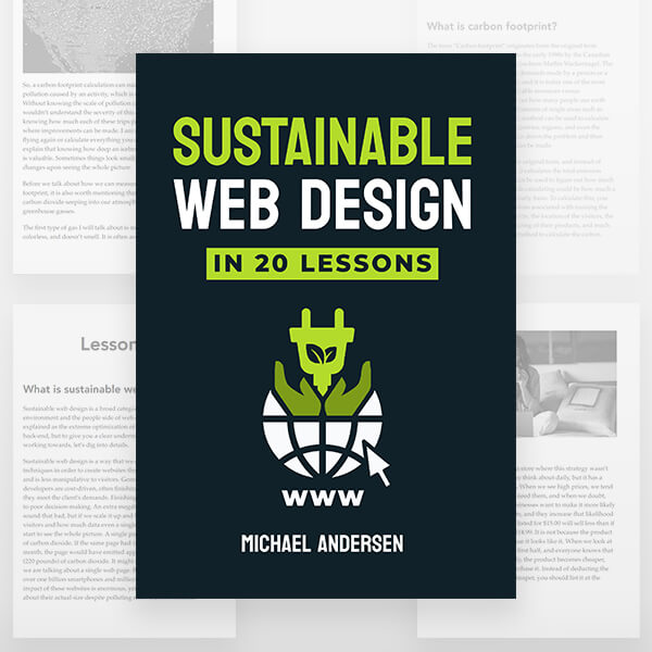 En bild som visar omslaget till boken Sustainable Web Design In 20 Lessons
